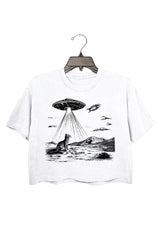 Cat Ufo Funny Graphic  Crop Top FOR Women