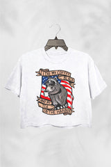 Funny Raccoon American 4th of July  Crop Top For Women