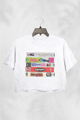 90s and 00s VHS Classic Movie Stack Vintage Vibe Graphic Crop Top For Women