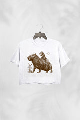 Funny Capybara Crop Top For Women