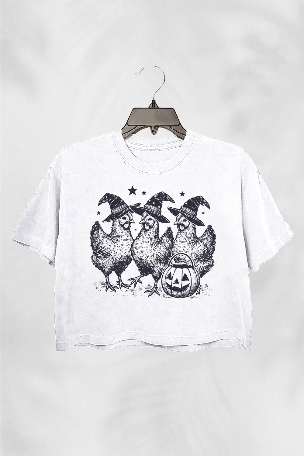 Chicken Witches Funny Halloween Crop Top For Women