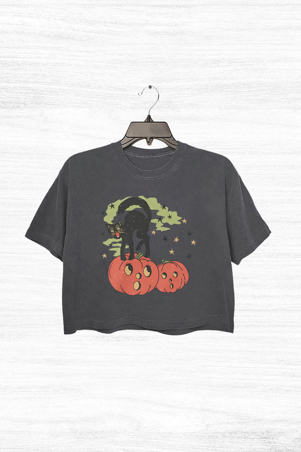 80s Vintage Inspired Halloween Cat Crop Top For Women