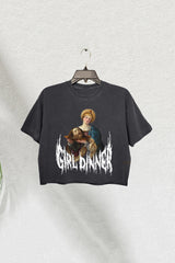 Girl Dinner Metal Feminist Crop Tee For Women