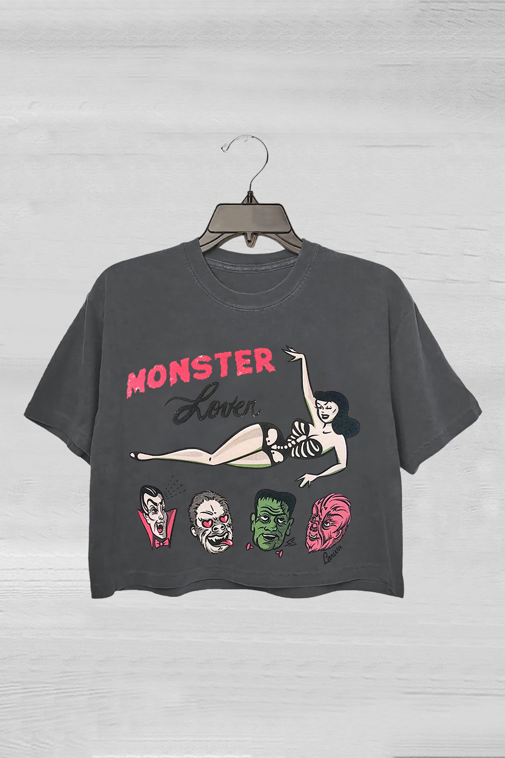 Monster Lover Fitted Graphic Crop Tee For Women