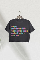 LGBTQ Pride Month Say Gay Equality Human Rights Pride Ally Crop Tee For Women