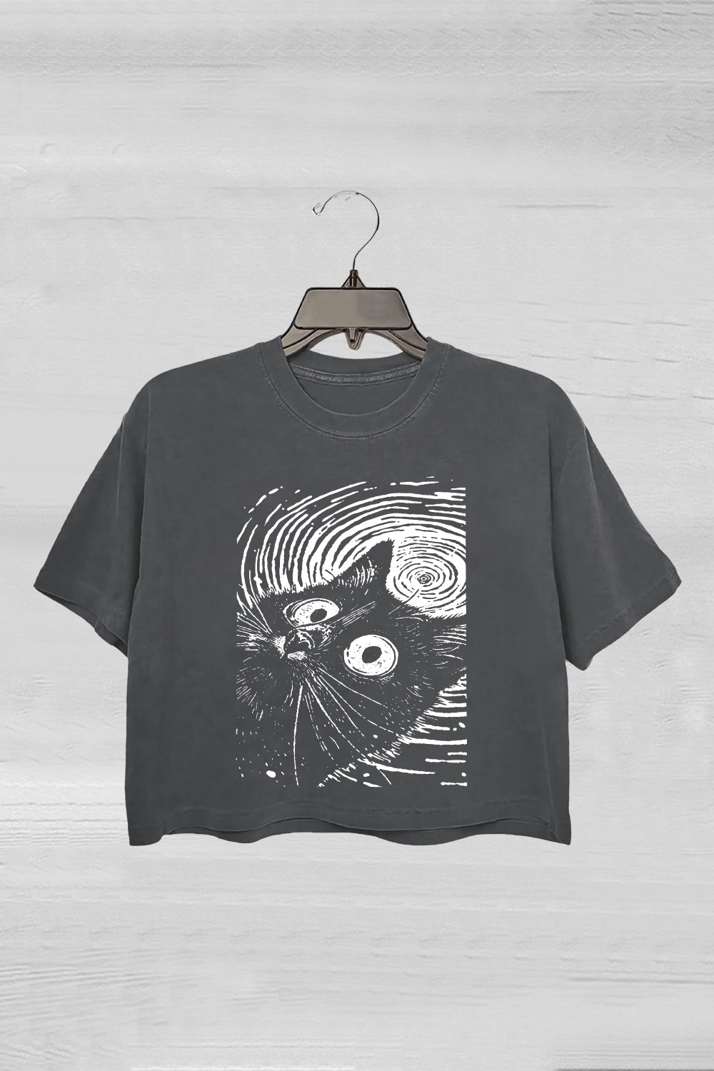 Psychedelic Weirdcore Cat Crop Tee For Women