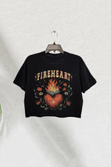 Vintage Fire-heart To Whatever End Crop Tee For Women