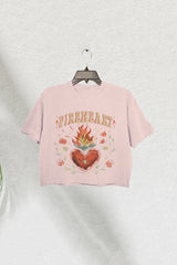 Vintage Fire-heart To Whatever End Crop Tee For Women