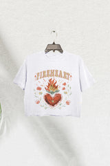 Vintage Fire-heart To Whatever End Crop Tee For Women