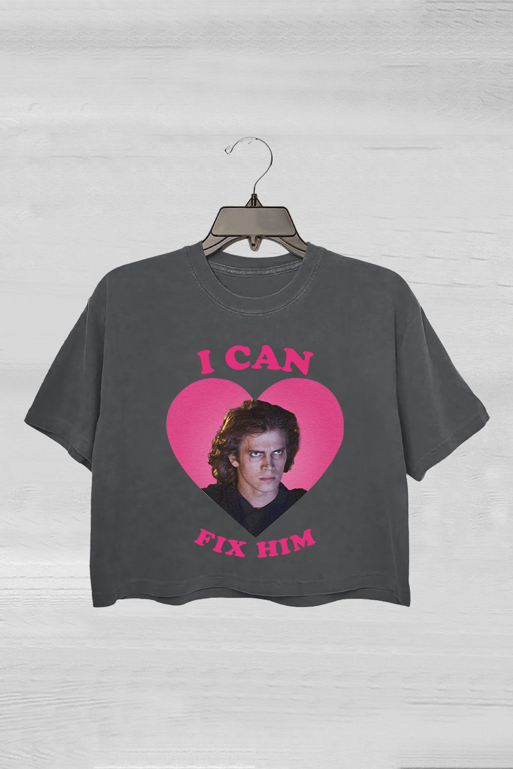 I Can Fix Him Anakin Skywalker Pink Heart Crop Tee For Women