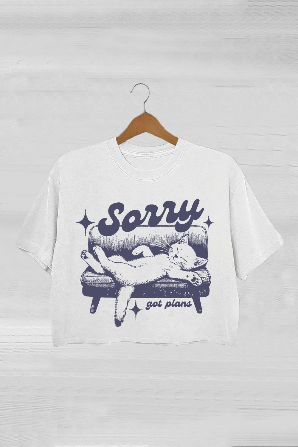 Sorry Got Plans Retro Graphic Crop Tee For Women