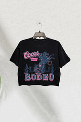 Western Cowgirl Coors Rodeo Crop Tee For Women