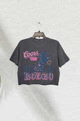 Western Cowgirl Coors Rodeo Crop Tee For Women