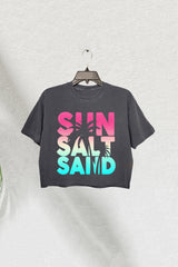 Sun Sand Salt Beach Crop Tee For Women