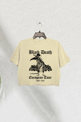 Black Death European Tour Dark Humor Crop Tee For Women