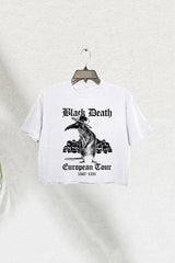 Black Death European Tour Dark Humor Crop Tee For Women