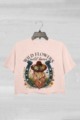 Wild Flowers Wild Horses Crop Tee For Women