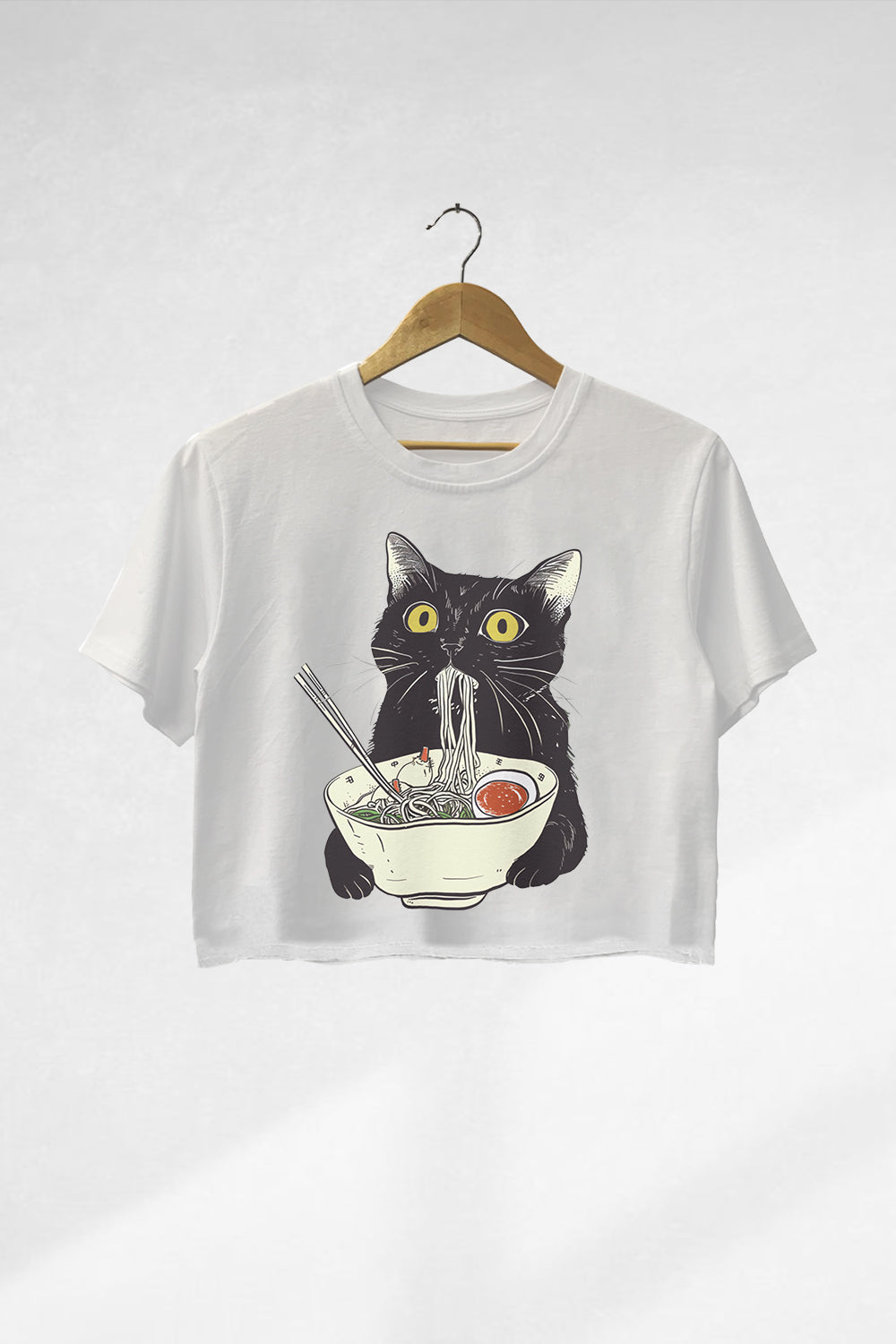 Ramen Cat Kawaii Crop Tee For Women