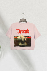 Vintage Dracula Halloween Crop Tee For Women