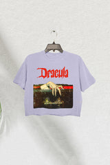 Vintage Dracula Halloween Crop Tee For Women