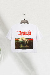 Vintage Dracula Halloween Crop Tee For Women