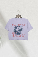 I'm a Delight First of All Possum Crop Tee For Women