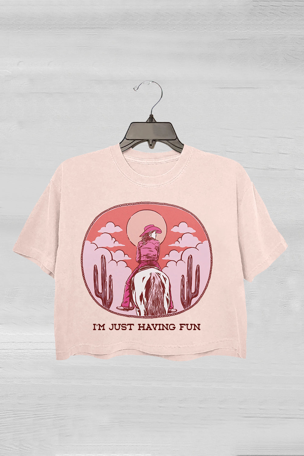 I'm Just Having Fun Pink Pony Club Crop Tee For Women