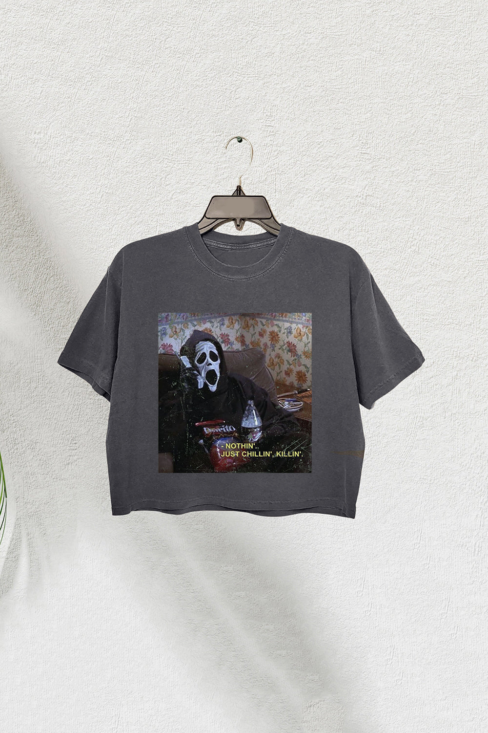 Nothin' Just Chillin' Killin' Funny Halloween Scream Crop Tee For Women