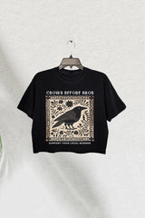 Crows Before Bros  Support Local Murder Graphic Crop Tee For Women