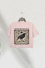 Crows Before Bros  Support Local Murder Graphic Crop Tee For Women