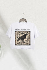 Crows Before Bros  Support Local Murder Graphic Crop Tee For Women