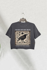 Crows Before Bros  Support Local Murder Graphic Crop Tee For Women