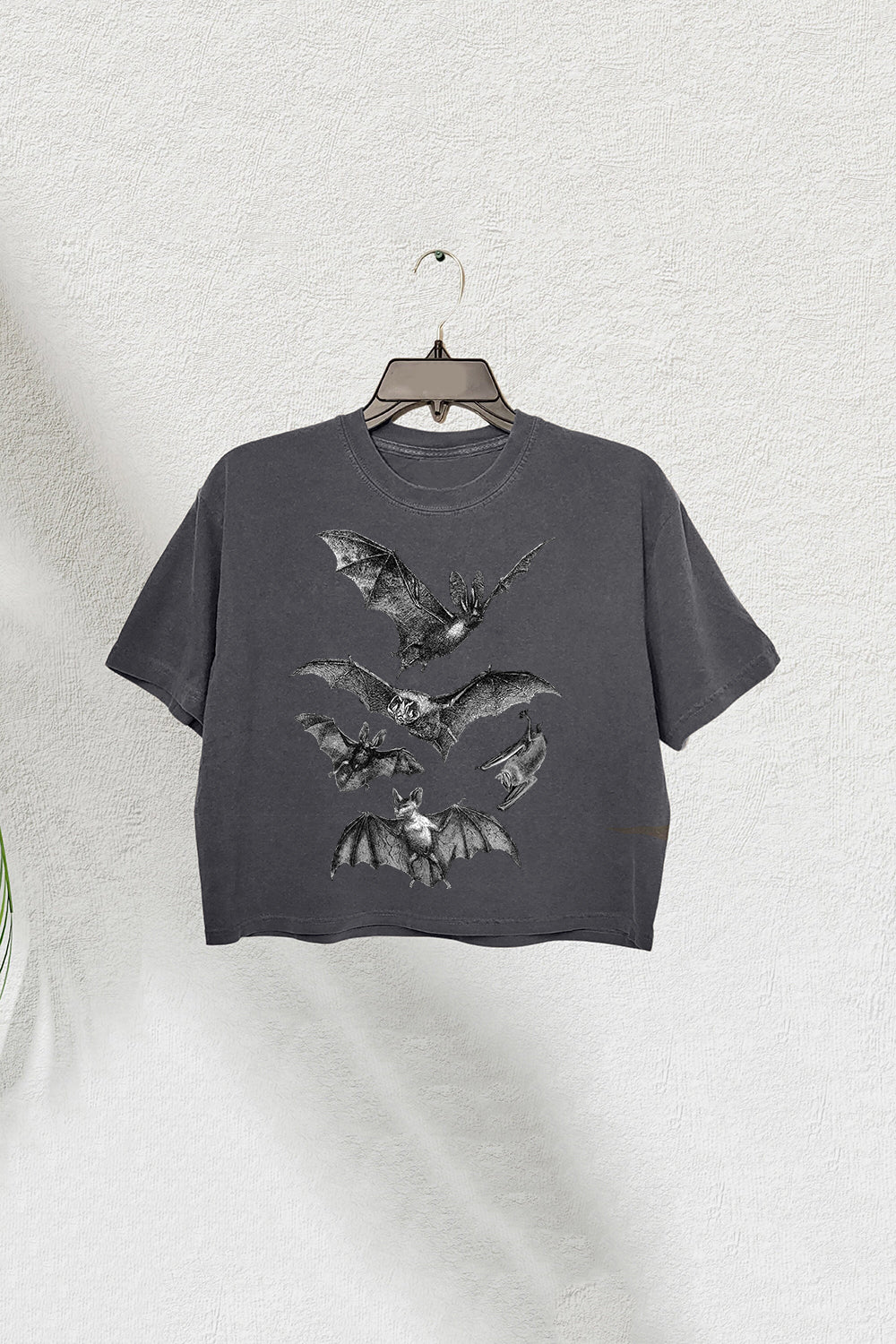 Gothic Witchy Dark Grunge Bats Crop Tee For Women