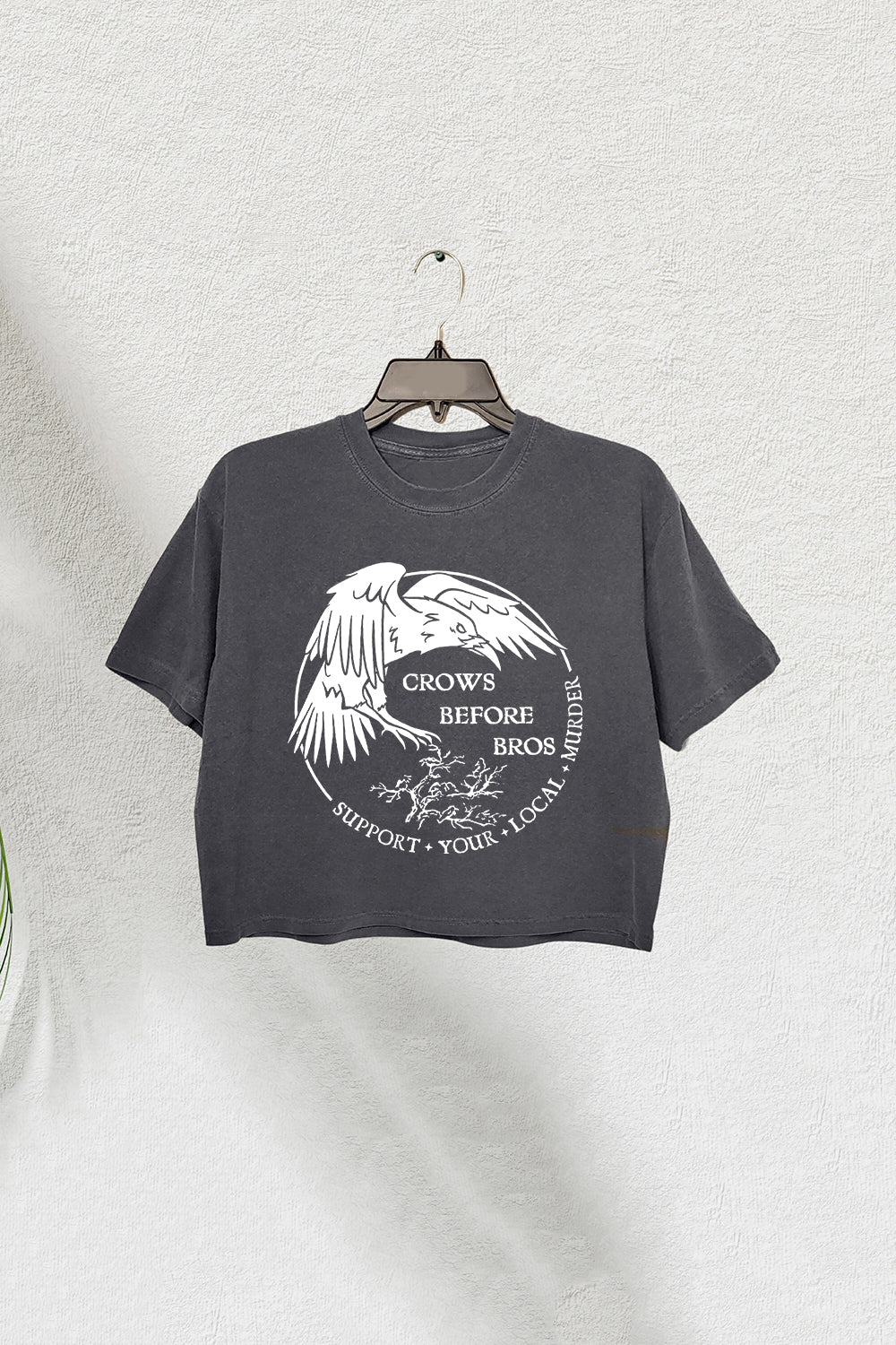 Crows Before Bros Support Your Local Murrder Crop Tee For Women