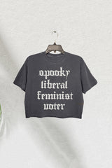 Spooky Liberal Feminist Halloween Witch Crop Tee For Women