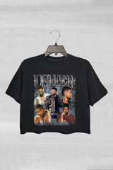 Usher Retro Graphic R&B Concert Crop Tee For Women