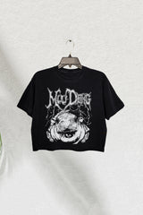 Moo Deng Metal Crop Tee For Women