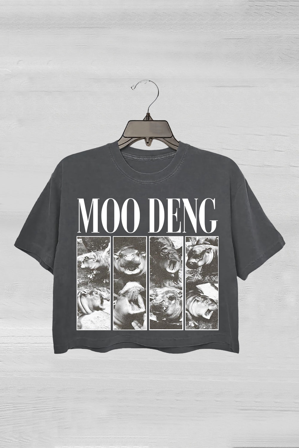 Trendy Hippo Moo Deng Crop Tee For Women