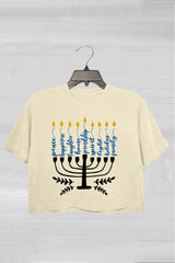 Happy Hanukkah Jewish Crop Tee For Women