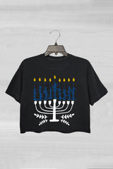 Happy Hanukkah Jewish Crop Tee For Women