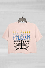 Happy Hanukkah Jewish Crop Tee For Women