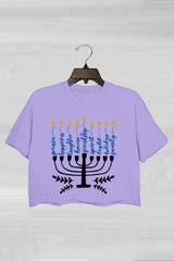 Happy Hanukkah Jewish Crop Tee For Women