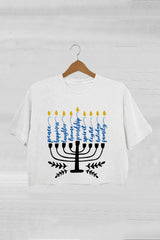 Happy Hanukkah Jewish Crop Tee For Women