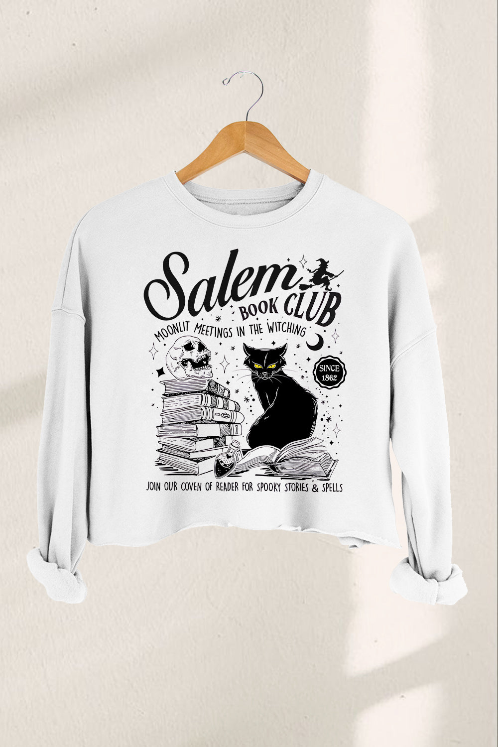 Salem Book Club Bookish Halloween  Cropped Sweatshirt For Women