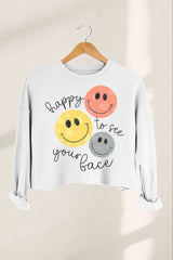 Happy To See Your Face  Croped Sweatshirt For Women