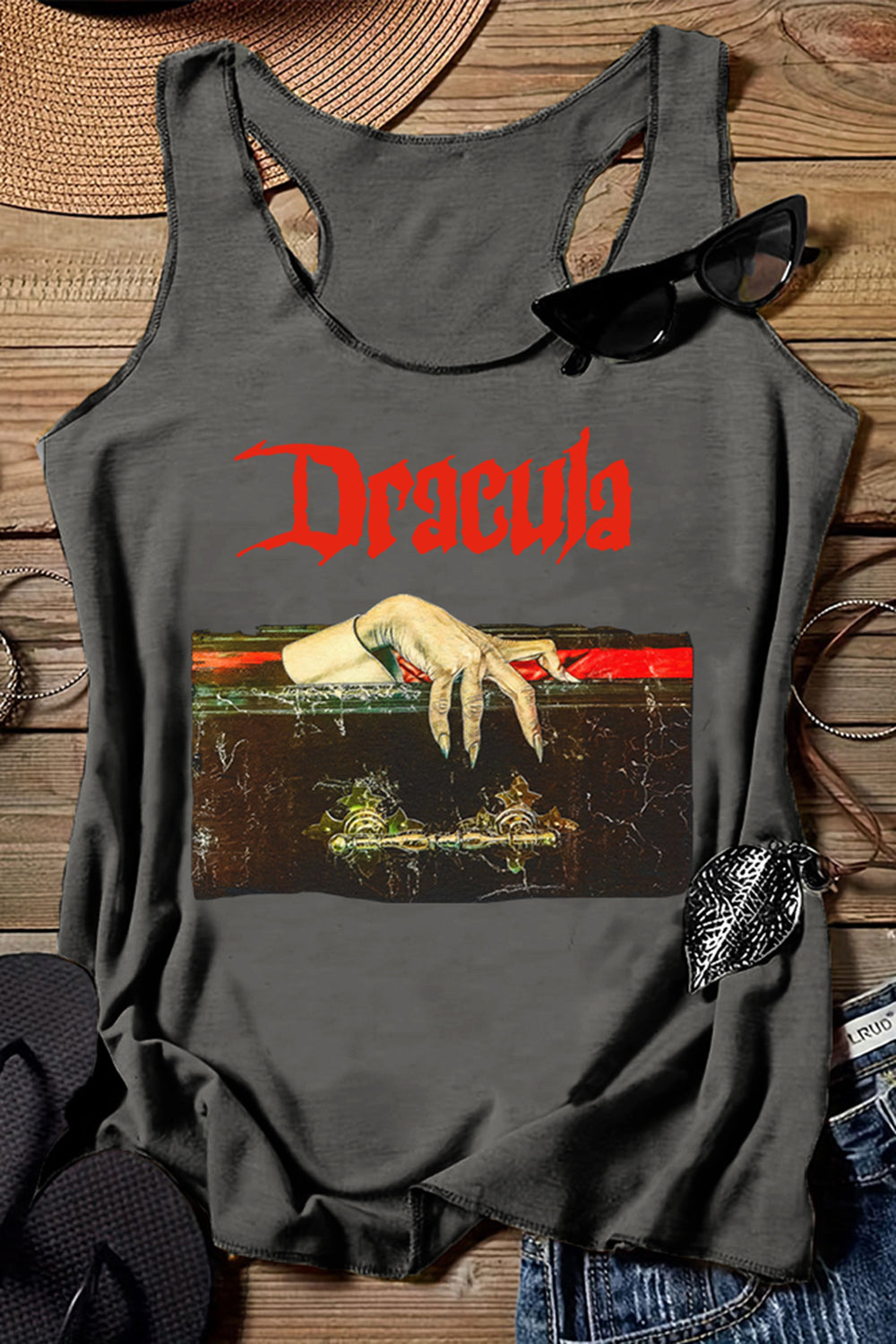 Vintage Dracula Halloween Tank Tee For Women