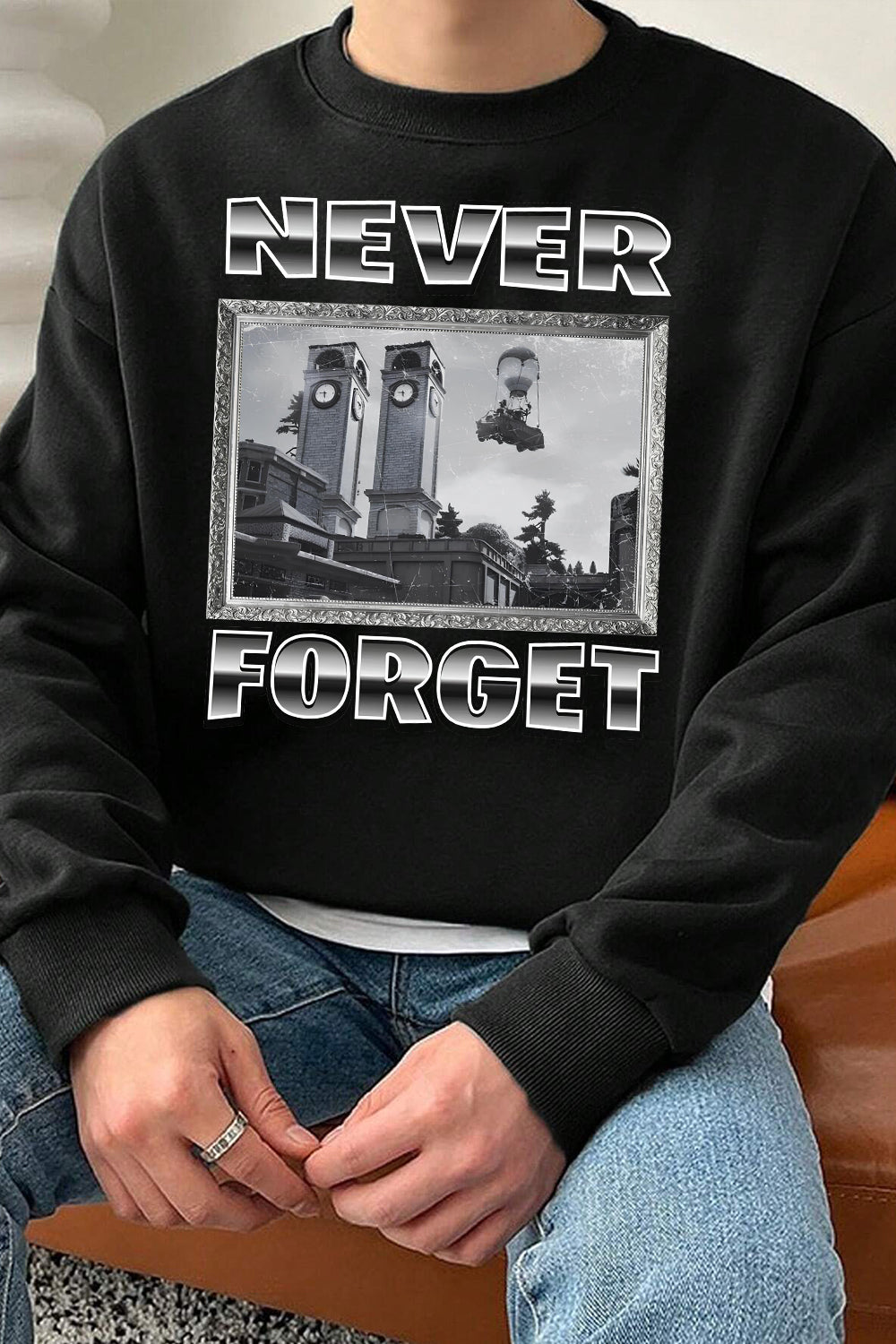 Tilted Towers Never Forget Fleece Sweatshirt For Men