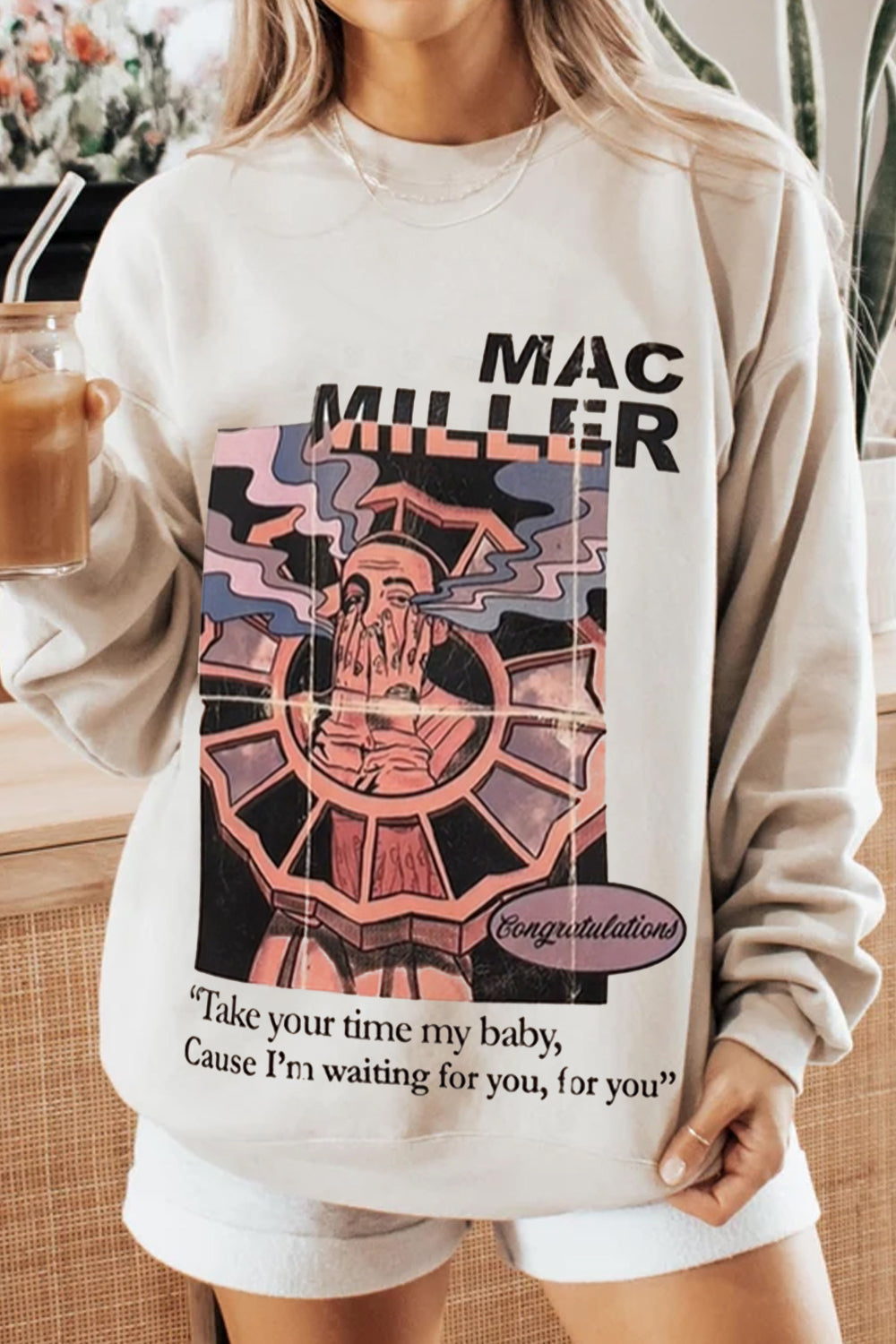 macmiller print crew neck sweatshirt