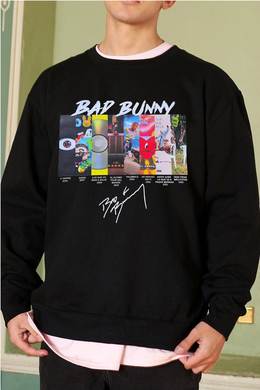 badbunny round neck long sleeve sweatshirt