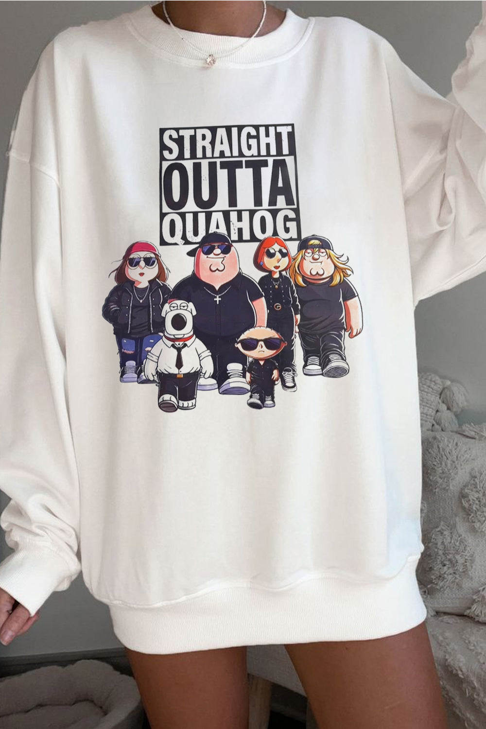 straight outta quahog cartoon sweatshirt